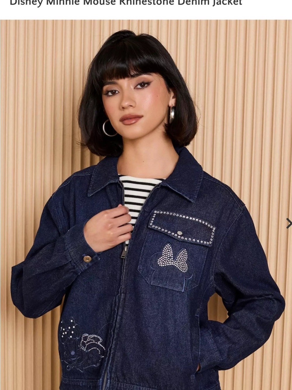 Disney Denim Rhinestone Jacket - Navy Blue